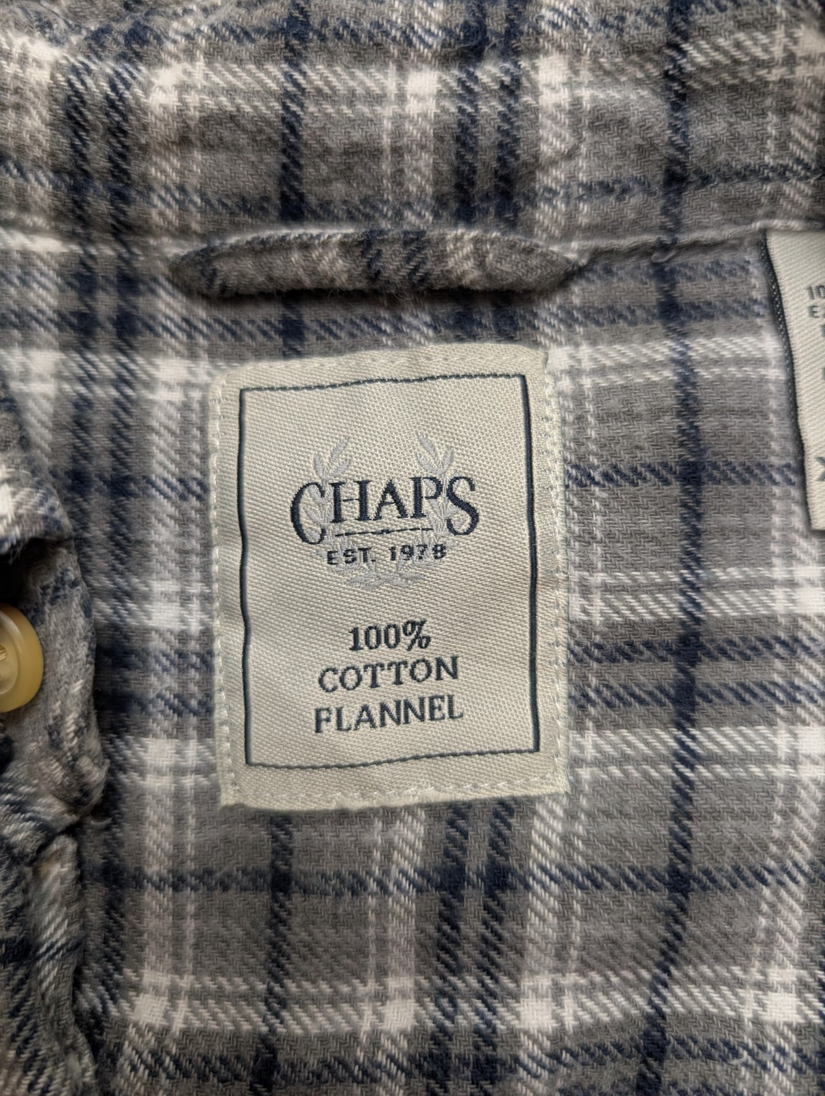 CHAPS Flanelle Grise Bleue XL Logo Brodé TBE VINTAGE 100% Coton | 320S
