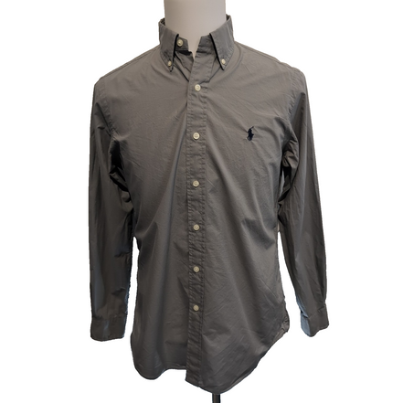 Chemise Ralph Lauren S Grise Classic Fit Coton Stretch Logo Bleu Marine