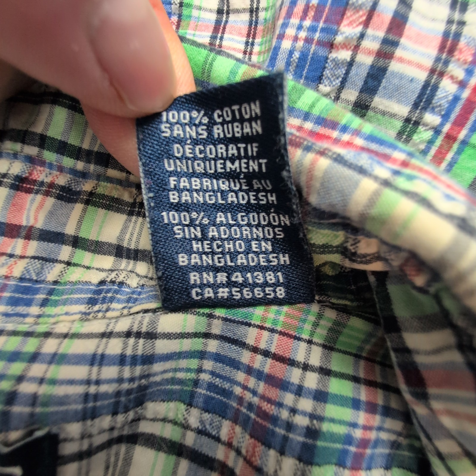 Chemise CHAPS verte à carreaux manches courtes taille L #105e