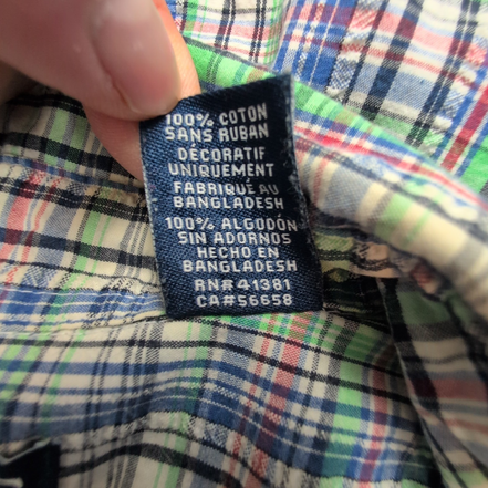 Chemise CHAPS verte à carreaux manches courtes taille L #105e