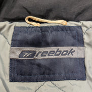 REEBOK Manteau Blouson Vintage Matelassé Noir Gris Capuche Col Taille L | 310BSR