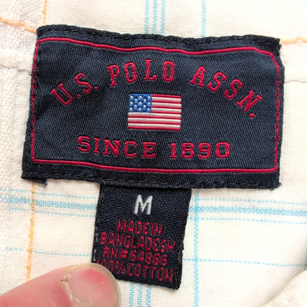 Chemise US Polo Assn Carreaux Bleu et Blanc Taille M 100% Coton Manches courtes