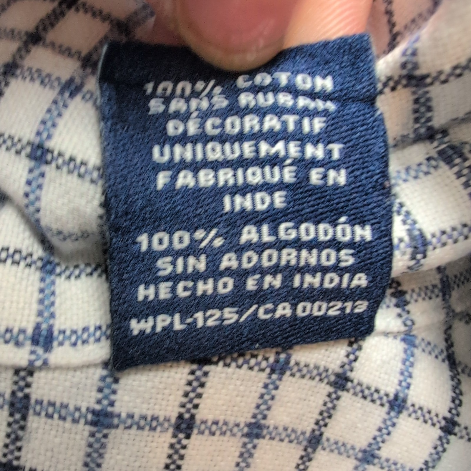 Chemise Chaps bleu blanc petits carreaux 100% coton logo brodé L