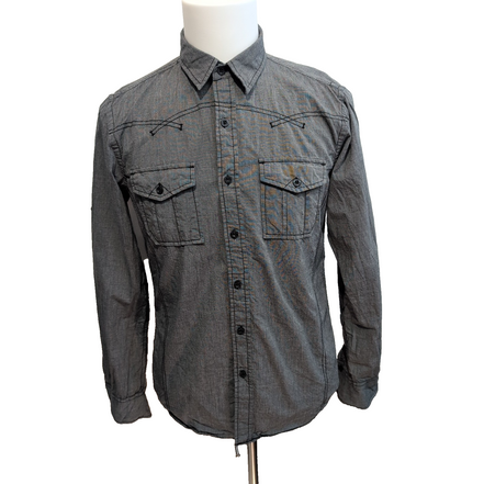 Chemise Helix S Gris Foncé Western 100% Coton Manches Retractables