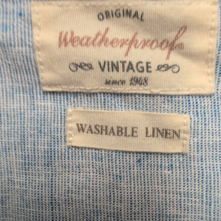 Chemise Weatherproof 55% Lin 45% coton Bleu Clair Manches Courtes Taille L