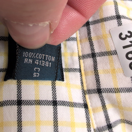 Titre : Chemise Polo Ralph Lauren L Carreaux Blanc Jaune Noir 100% Coton