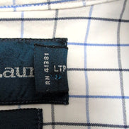 Chemise Ralph Lauren L Blake Blanche Carreaux Bleu Noir 100% Coton