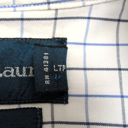 Chemise Ralph Lauren L Blake Blanche Carreaux Bleu Noir 100% Coton