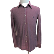 Chemise Polo Ralph Lauren Knit Dress Shirt M Bordeaux Rayures Stretch QR