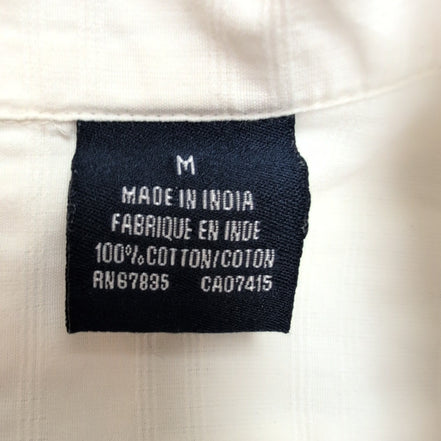 Chemise Hawaïenne Nautica M Blanc Rayures Gaufrées 100% Coton manches courtes