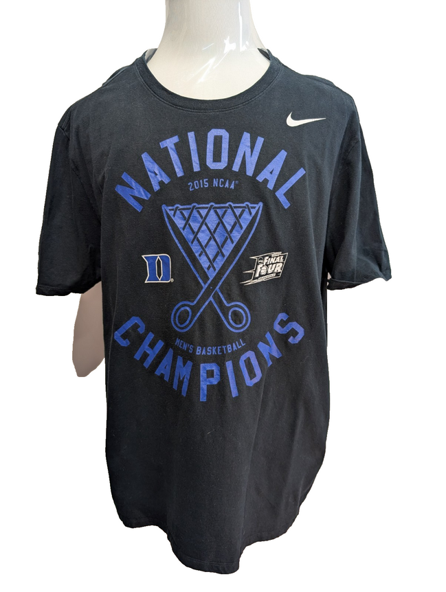 NIKE T-Shirt Homme XXL Noir NCAA 2015 CHAMPIONS Duke Basketball Rétro |103T