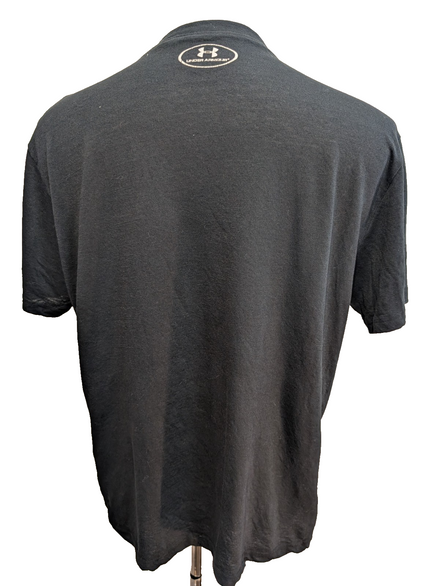 T-shirt Under Armour Coton Mat Noir Imprimé Violet & Jaune Taille M Vintage