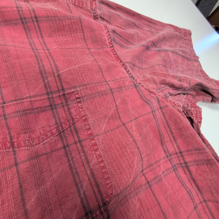 Chemise L.L. Bean rouge à carreaux noirs manches courtes taille XXL #138e