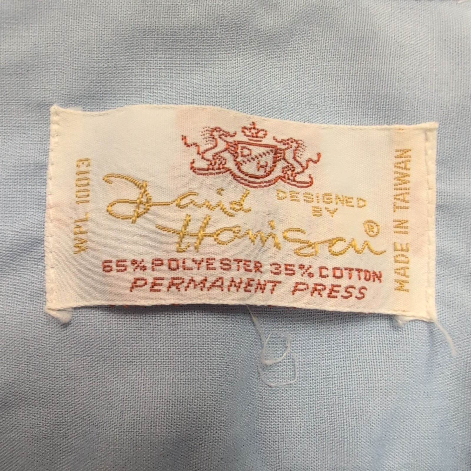 Chemise David Harrison M/L Bleu Ciel Permanent Press Col Pointe Vintage