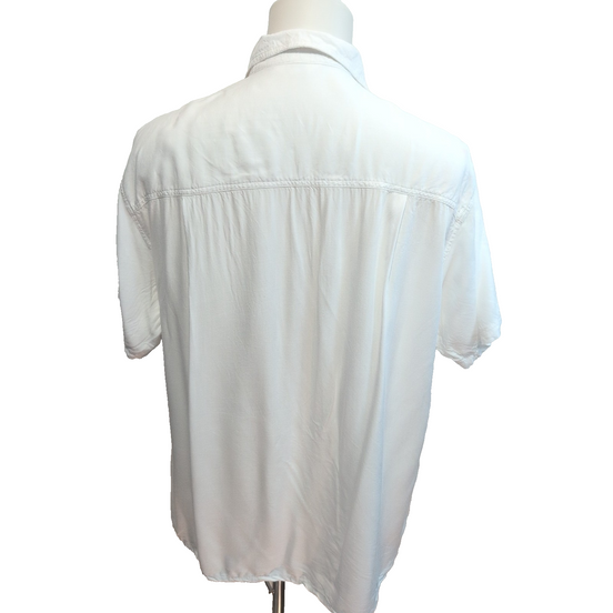 Chemise Hawaïenne Island Spirit Hawaii M Rayonne Fleurs Tropicales Blanc