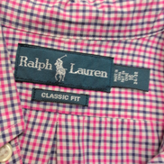 Chemise Ralph Lauren L Rose Bleu Carreaux Classic Fit Shirt Button Down Coton