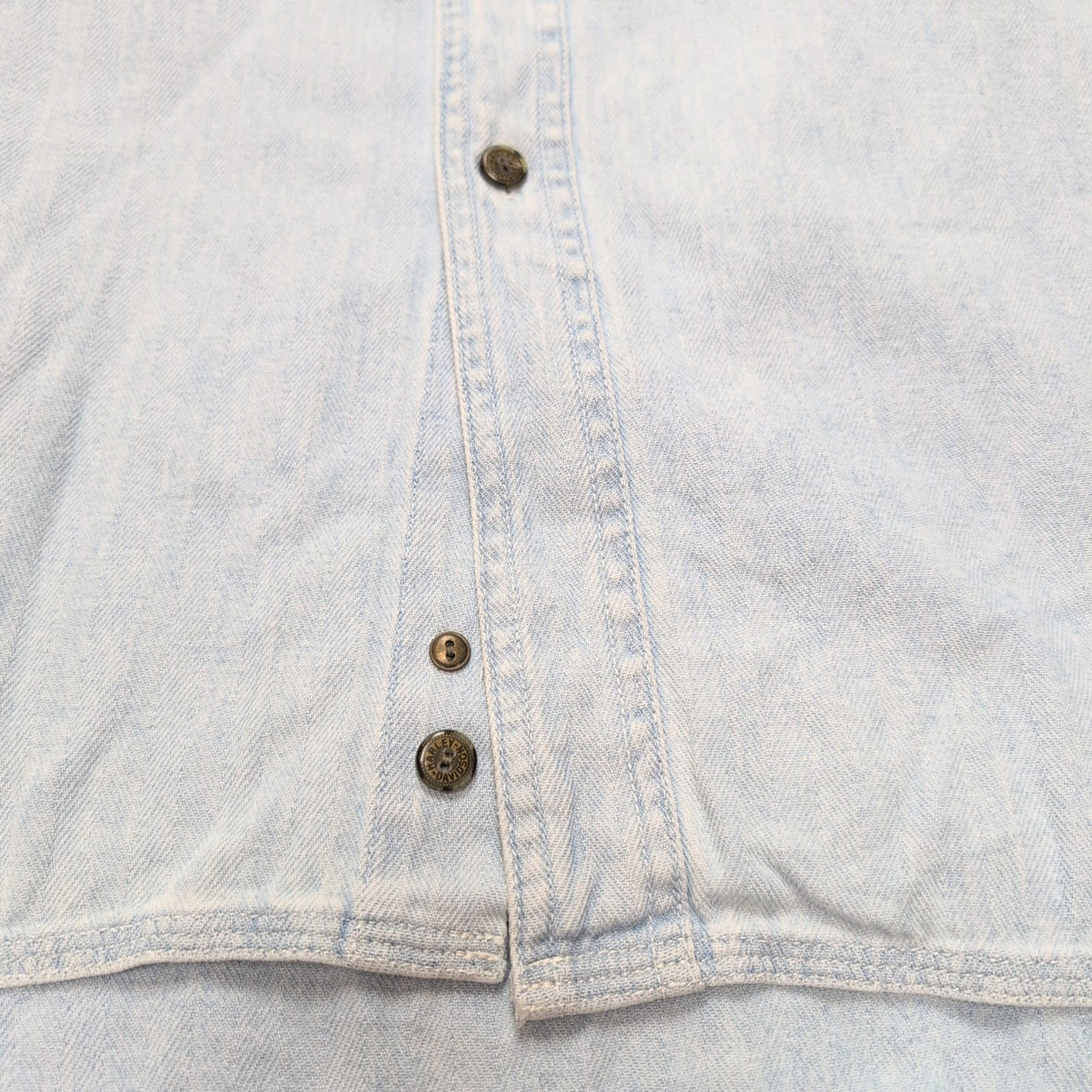 Chemise Harley Davidson XXL Jean Bleu Chevron Brodée Manches Courtes Coton