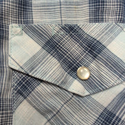 Chemise Wrangler Manches Courtes Bleue Carreaux à Poches Style Western Taille L