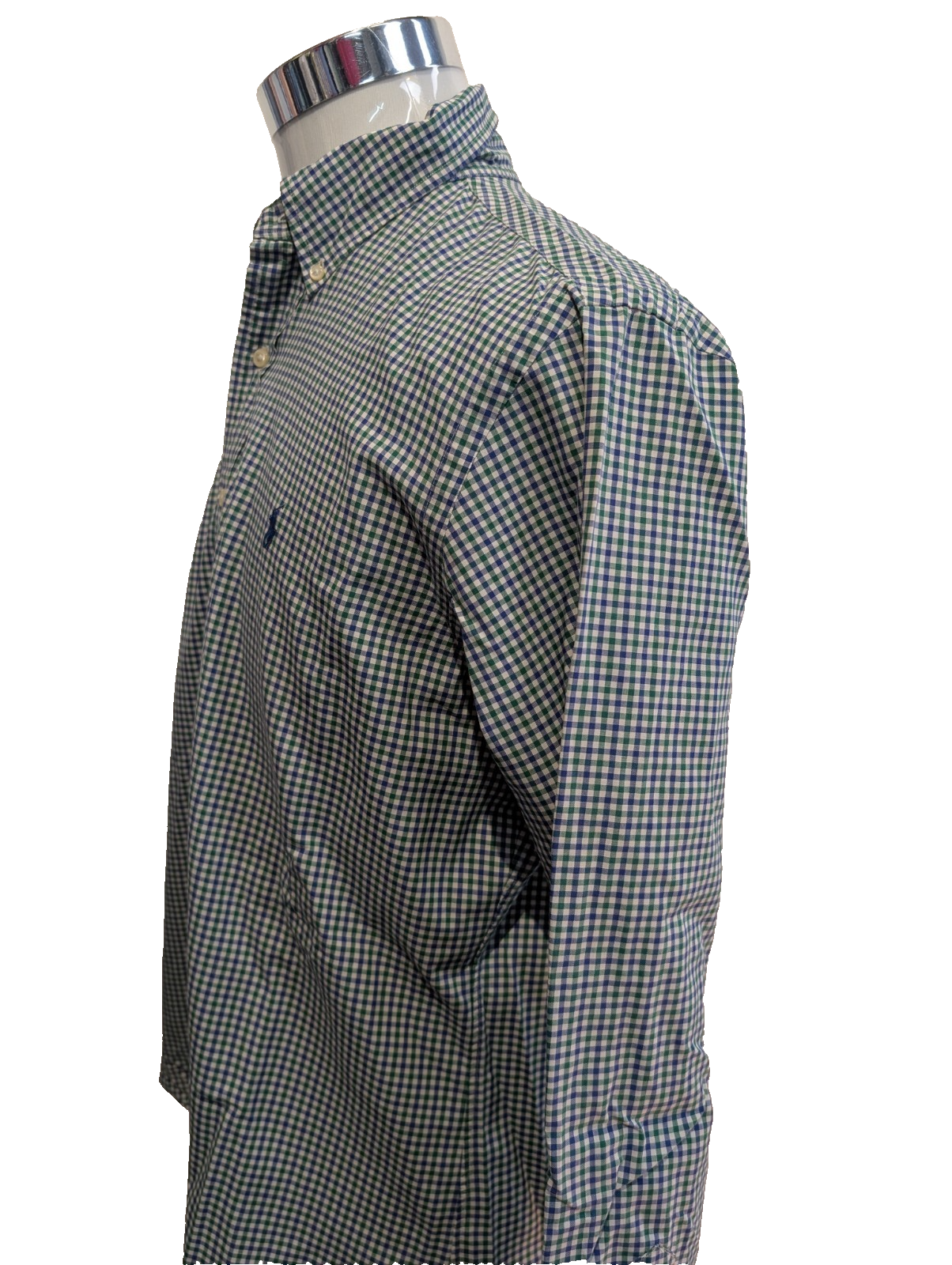 Chemise Polo Ralph Lauren Shirt L Custom Fit Carreaux Vert Bleu Button Down Logo