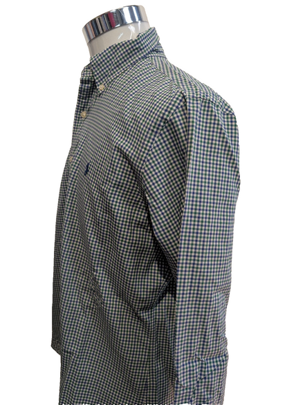 Chemise Polo Ralph Lauren Shirt L Custom Fit Carreaux Vert Bleu Button Down Logo