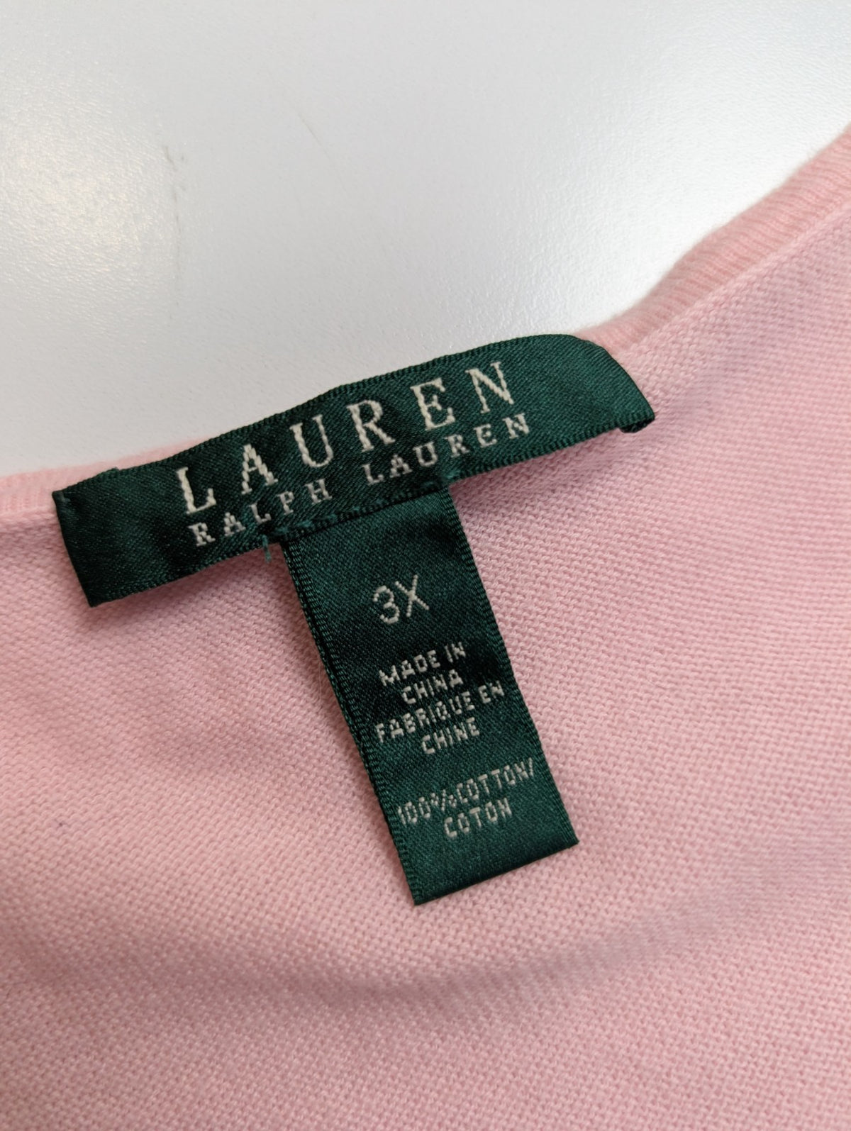 Débardeur femme Lauren Ralph Lauren 3X XXXL rose pâle coton liens côtés