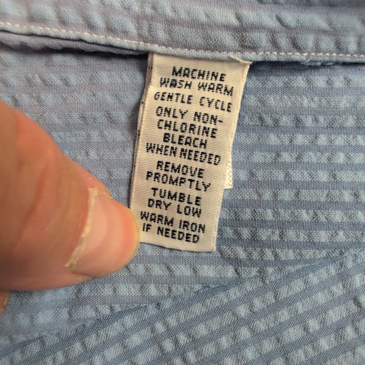 Chemise Ralph Lauren L Bleue Rayures Gaufrées Coton Manches Courtes Logo Rose