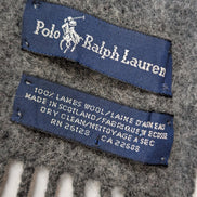 Écharpe Polo Ralph Lauren 100% Laine d'Agneau Grise Logo Bordeaux Scotland