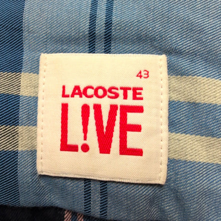Chemise Lacoste Live L 43 Bleu Noir Blanc Carreaux Logo Poche manches longues