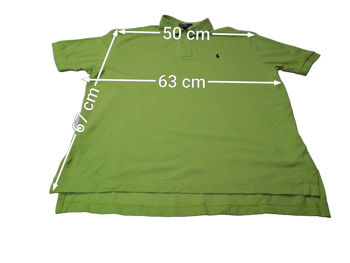 Polo manches courtes Polo Ralph Lauren XL vert anis logo bleu marine coton