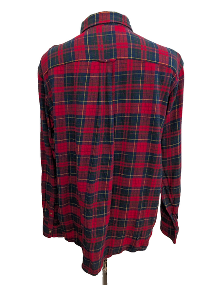 🔥 CHEMISE FLANELLE CHAPS XL (TG) TARTAN ROUGE VERT BLEU LOGO BRODÉ