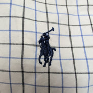 Chemise Polo Ralph Lauren XL Custom Fit Carreaux Bleu Noir Logo Coton