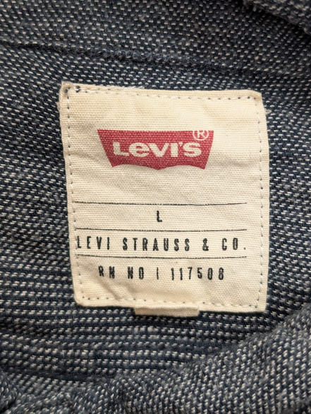 Chemise LEVI'S Flanelle Marine à Rayures Manches Longues Vintage - Taille L