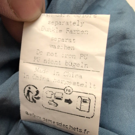 Robe d'été Femme M Viscose Cachemire Bleu Fine Bretelle Poches Bohème