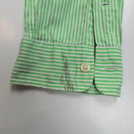 Chemise Ralph Lauren L Rayures Vertes Logo Violet 100% Coton manches longues