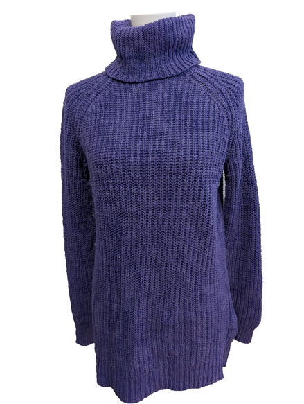 Pull Ralph Lauren (Lauren) Femme S Col Roulé Violet Vintage Grosse Maille 🏷️