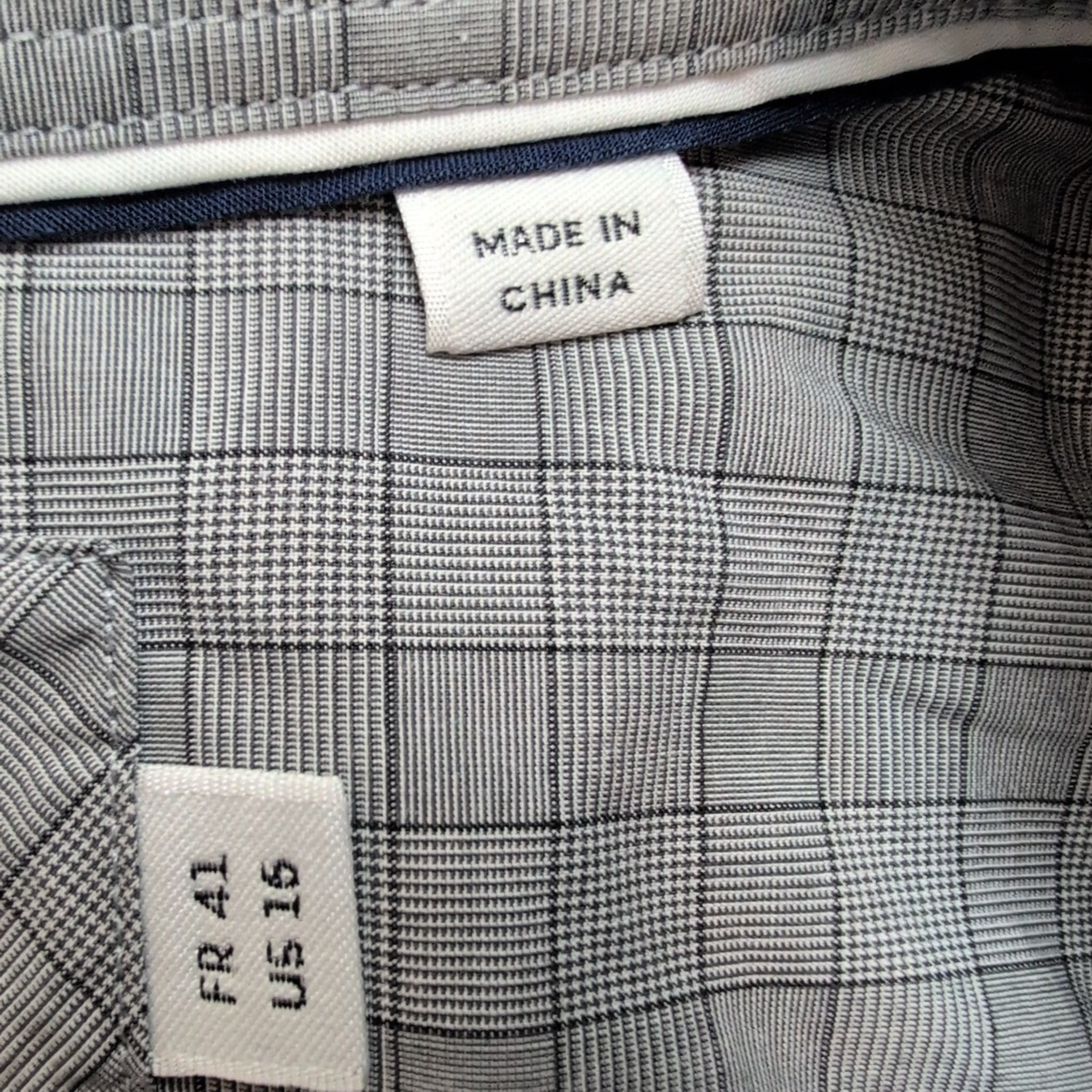 Chemise Lacoste 41 L Slim Fit Gris Carreaux Logo Brodé manches longues