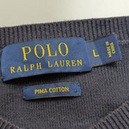 Pull Polo Ralph Lauren Bleu Marine Logo Rouge - 100% Coton Pima - Taille L