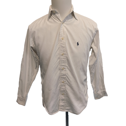 Chemise Ralph Lauren Taille S Blanc Uni 100% Coton Logo Bleu Marine