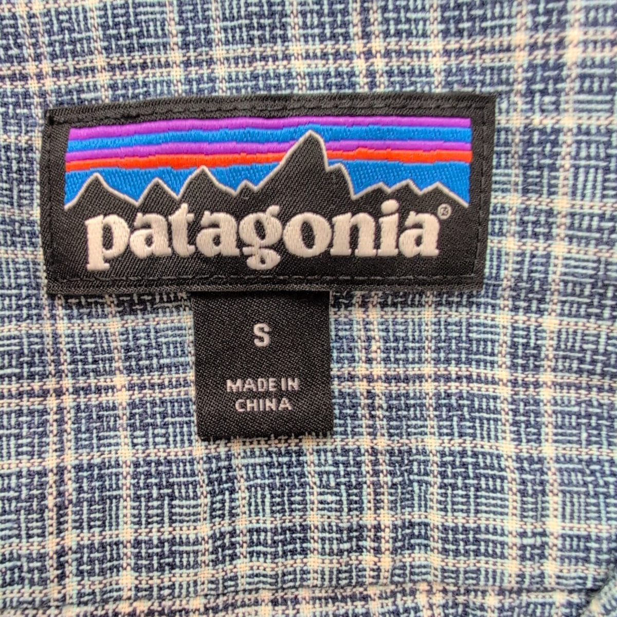 Chemise Patagonia S Bleu Carreaux Chanvre Coton Bio Manches Courtes