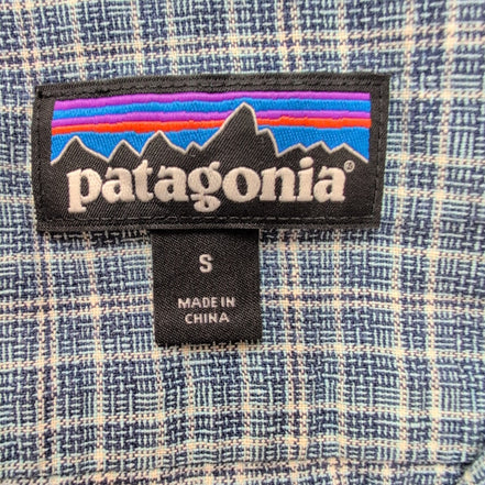 Chemise Patagonia S Bleu Carreaux Chanvre Coton Bio Manches Courtes