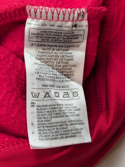 ➜ Sweat à Capuche Adidas Rouge Logo Blanc - Taille L (Ajusté)
