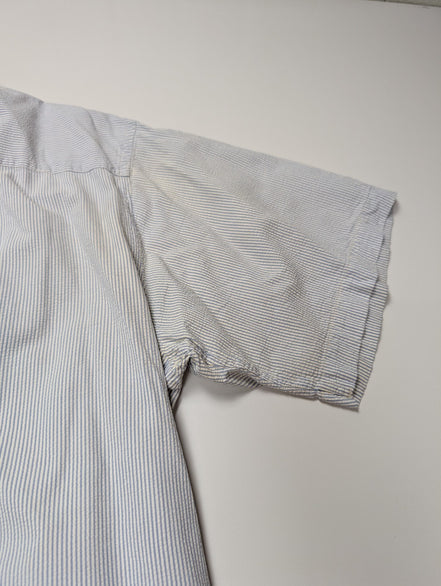 Chemise manches courtes L.L. Bean bleu à rayures gaufrée taille XXL #226msch