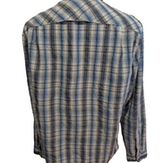 CHEMISE NYLON TECHNIQUE L.L. BEAN M (M) CARREAUX BLEU BLANC TREK