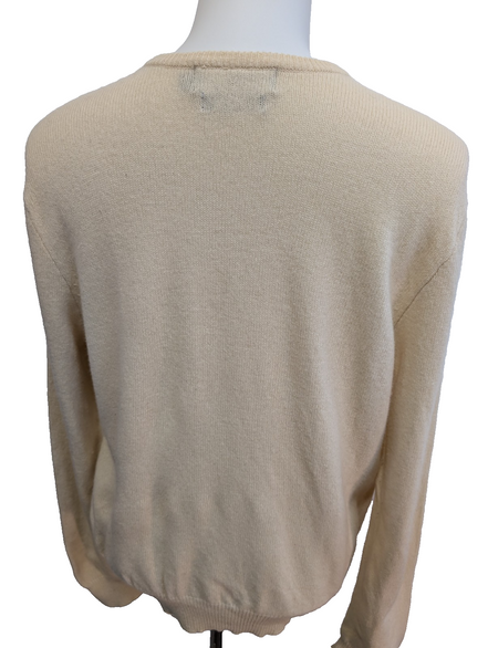 Pull Polo Ralph Lauren Col V 100% Laine d'Agneau Crème - Taille L