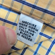 Chemise Ralph Lauren Blake M Jaune Carreaux Bleu Coton Logo Bleu Marine