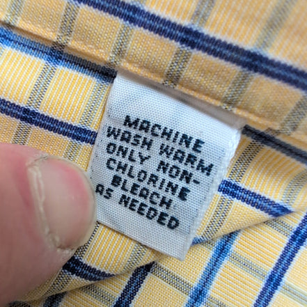 Chemise Ralph Lauren Blake M Jaune Carreaux Bleu Coton Logo Bleu Marine