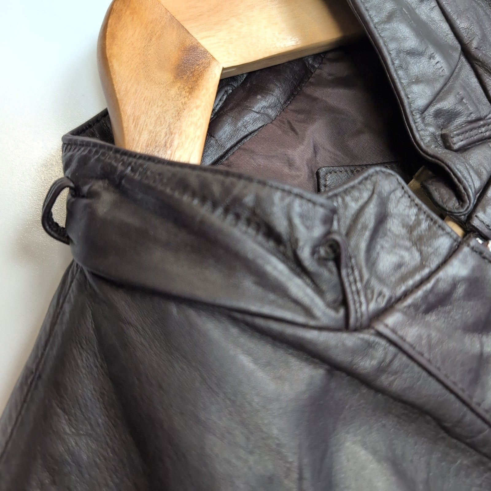 🧥 VINTAGE BERMAN'S Blouson Cuir Marron Veste Biker Bomber Zippé T. 40 M/L |39c