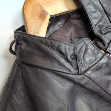 🧥 VINTAGE BERMAN'S Blouson Cuir Marron Veste Biker Bomber Zippé T. 40 M/L |39c