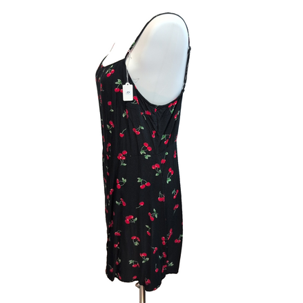 Robe d'Été Cerises Noir Taille M Viscose Bretelles Réglables