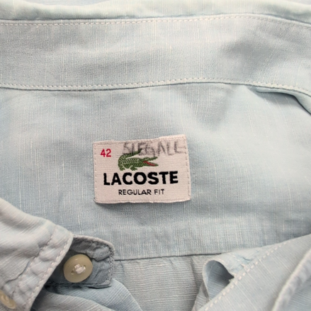Chemise Lacoste Bleue Regular Fit 42 L Coton Lin Manches Longues